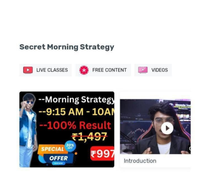 Himanshu trader new course Secret Morning strategy