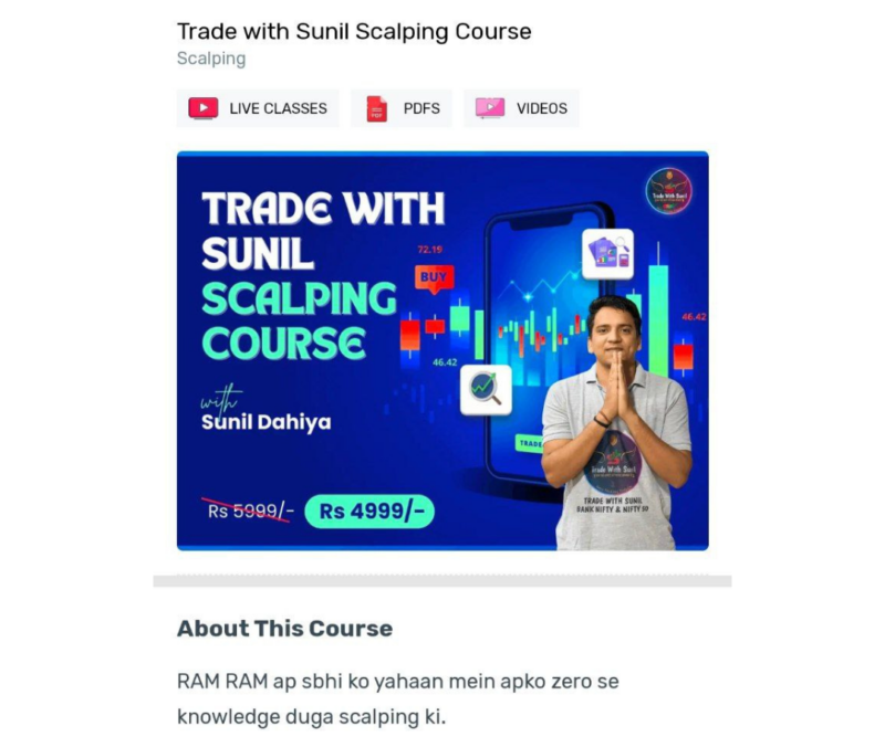 Trade with Sunil Scalping Course