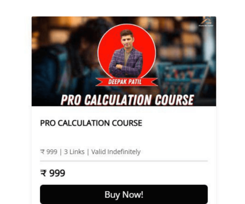 11% Club - Deepak Patil - PRO CALCULATION COURSE